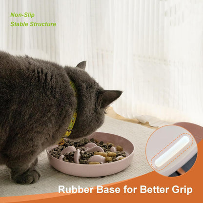 Slow Feeder Bowl for Cats and Small Dogs, Fish Pool Design, Fun Interactive Bloat Stop Puzzle Feeder Bowl Healthy Eating Diet Made of Melamine Food Grade Material