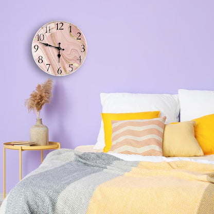 Wall Clock Silent Non-Ticking Glass Outdoor Waterproof 12", Pink