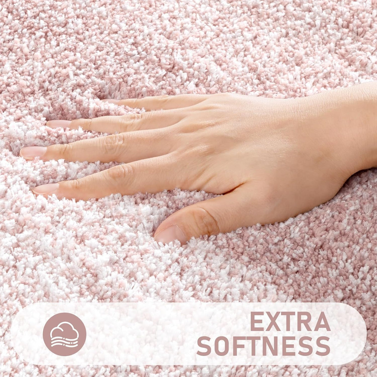 Bathroom Rug Set 4 Piece, Plush Microfiber Bath Mat, Pink