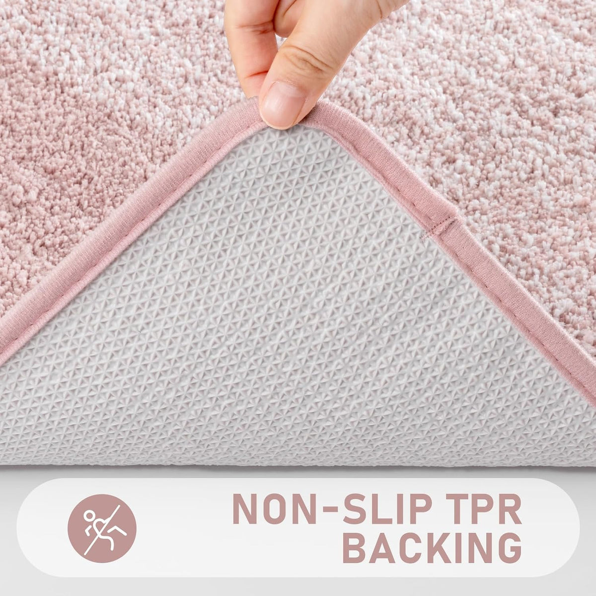 Bathroom Rug Set 4 Piece, Plush Microfiber Bath Mat, Pink