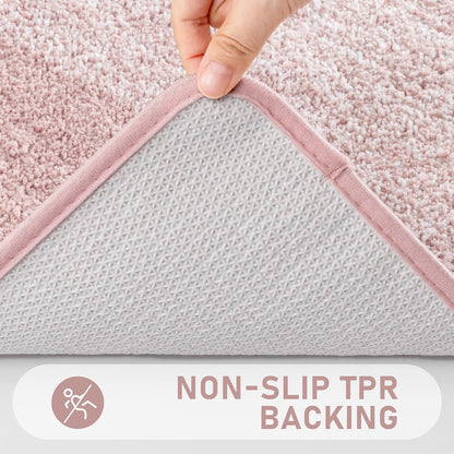Bathroom Rug Set 4 Piece, Plush Microfiber Bath Mat, Pink