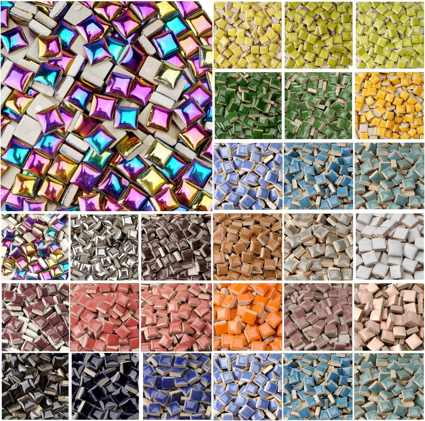 Ceramic Mosaic Tiles for Crafts, 300g/200 Pieces - Mosaic Square Tile(0.47in), Glazed Porcelain Tiles for Home Decoration DIY Projects (Beige Pink)