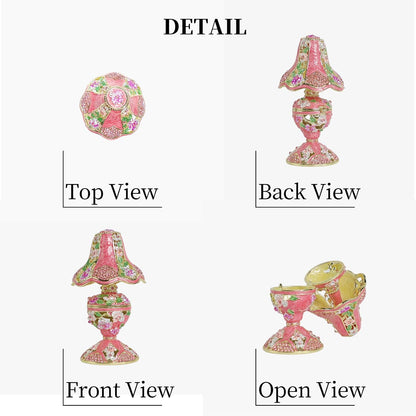 Vintage Pink Table Lamp Style Enamel Tirnke Box, Unique Gift for Family