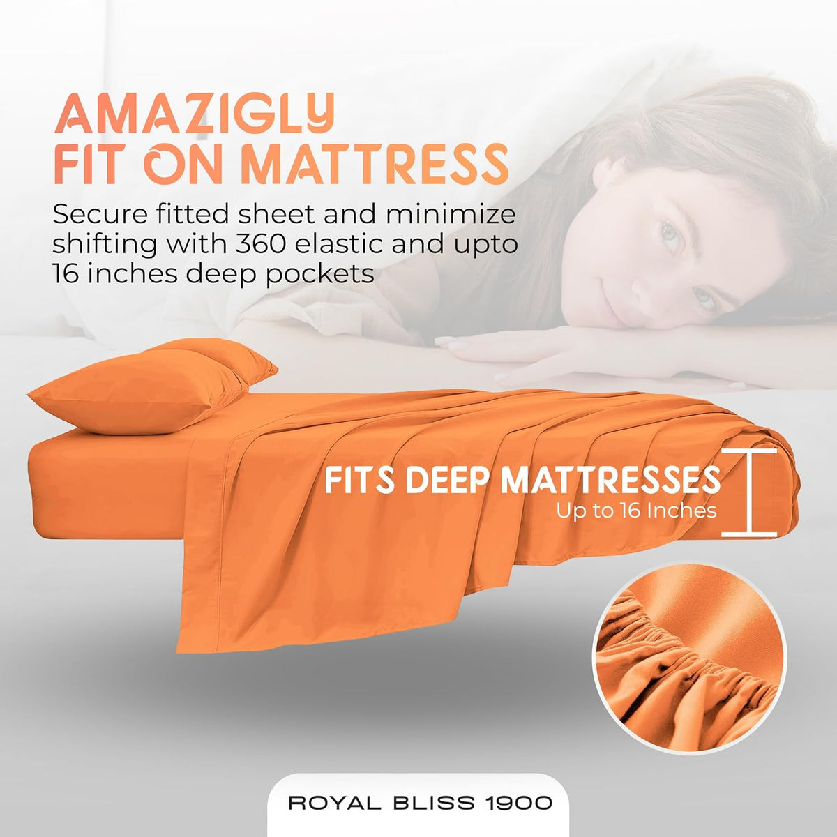 Top Split King Sheets Sets for Adjustable Bed, 4 Pcs Deep Pockets Double Brushed Microfiber Sheets, 34 Inch Split Top Fitted Sheet, 1 King Flat Sheet and 2 Pillowcases - Peach