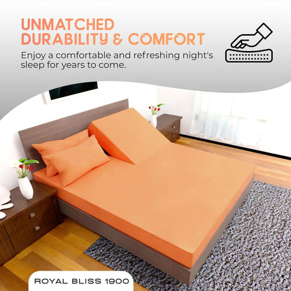 Top Split King Sheets Sets for Adjustable Bed, 4 Pcs Deep Pockets Double Brushed Microfiber Sheets, 34 Inch Split Top Fitted Sheet, 1 King Flat Sheet and 2 Pillowcases - Peach