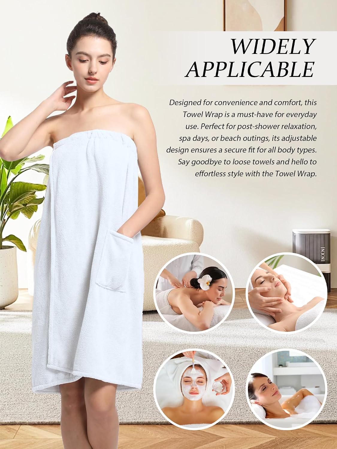 Women'S Soft Wrap Towel Full Length，Bath Robe After Shower Female Plush Long，Spa Bathrobes Lightweight With Pockets