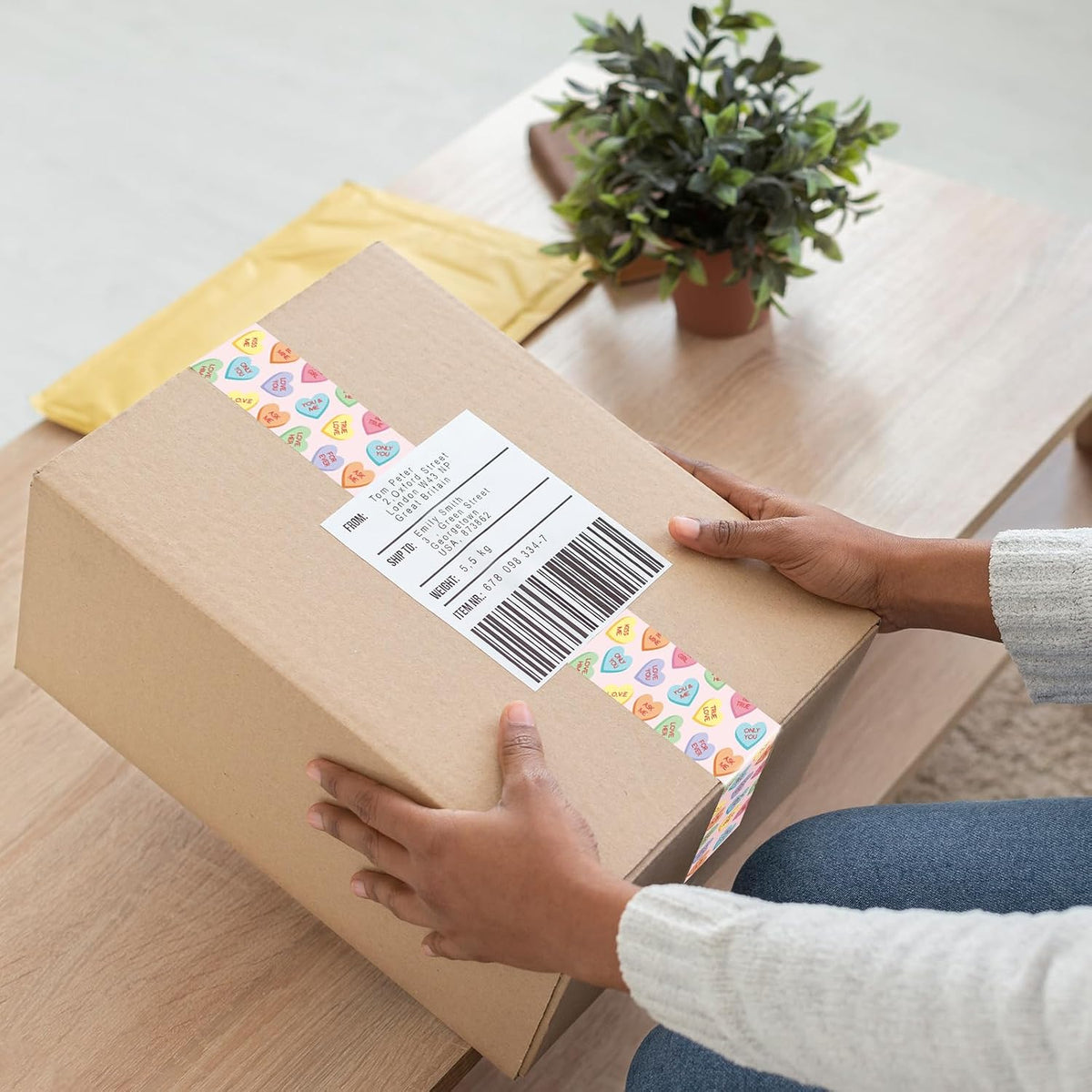 109 Yard Valentine's Day Packing Tape Pink Conversation Heart Cute Decorative Sticky Wrapping Tape for DIY Crafts Small Business Sealing Gift Boxes Mail Boxes
