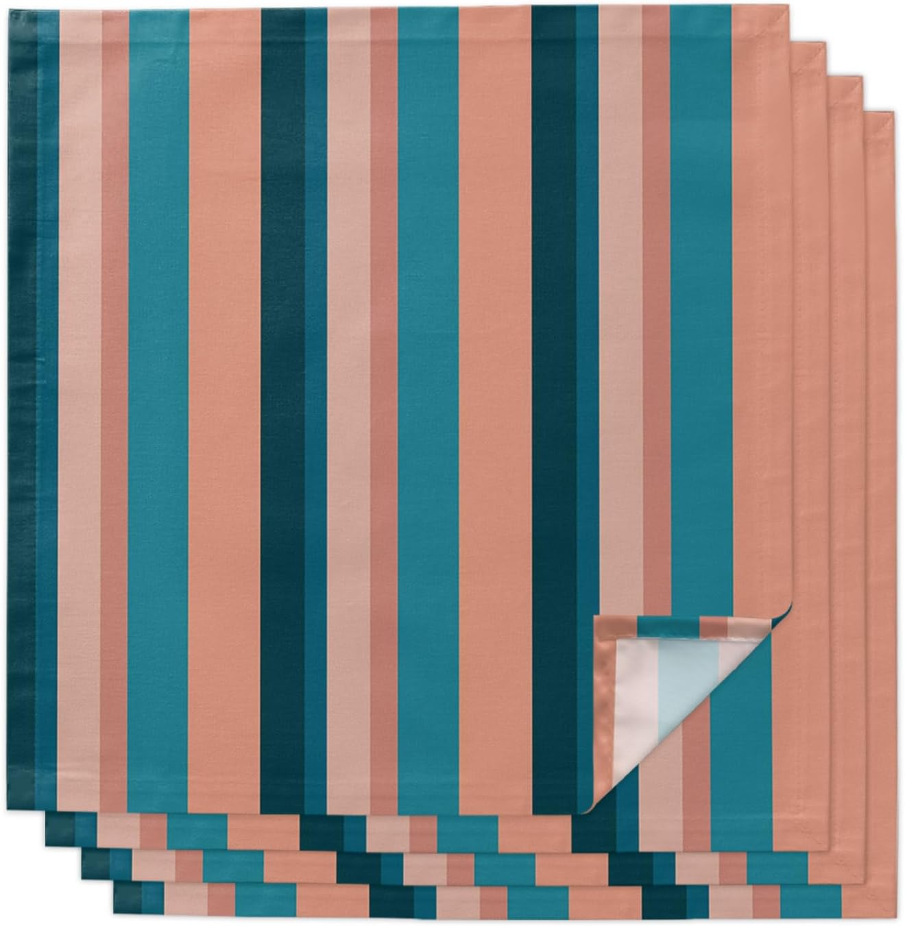 4pcs Cloth Napkins,Light Blue Pink Stripes Reusable Dinner Napkin Washable Soft Kitchen Napkins,Geometric Vertical Striped Absorbent Cloth Napkin for Holiday Party Wedding