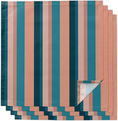 4pcs Cloth Napkins,Light Blue Pink Stripes Reusable Dinner Napkin Washable Soft Kitchen Napkins,Geometric Vertical Striped Absorbent Cloth Napkin for Holiday Party Wedding