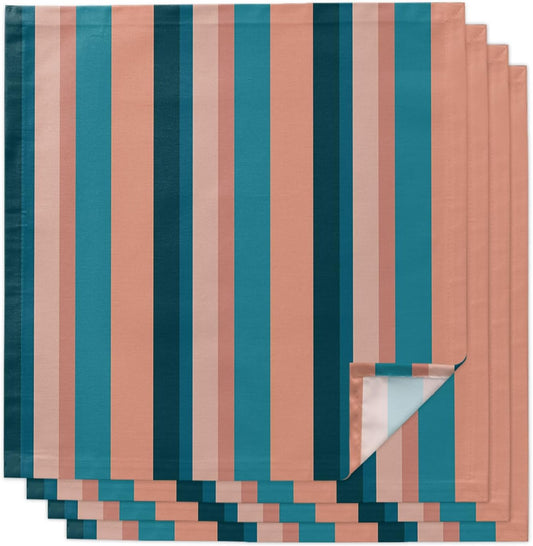 4pcs Cloth Napkins,Light Blue Pink Stripes Reusable Dinner Napkin Washable Soft Kitchen Napkins,Geometric Vertical Striped Absorbent Cloth Napkin for Holiday Party Wedding