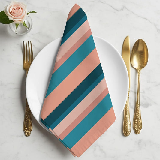 4pcs Cloth Napkins,Light Blue Pink Stripes Reusable Dinner Napkin Washable Soft Kitchen Napkins,Geometric Vertical Striped Absorbent Cloth Napkin for Holiday Party Wedding