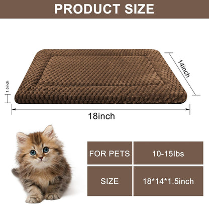 Dog Bed Mat,Reversible & Ultra Soft Kennel Pad-Machine Washable Pet Bed for Dogs & Cats-All-Weather Crate Liner for Crates,Carriers & Travel (Dark Brown, 18" L x 14" W x 1.5" Th)
