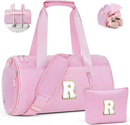 Birthday Gifts for Girls Kids Initial Dance Bag Duffle Bag, Pink R