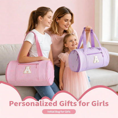 Birthday Gifts for Girls Kids Initial Dance Bag Duffle Bag, Pink R