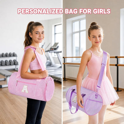 Birthday Gifts for Girls Kids Initial Dance Bag Duffle Bag, Pink R