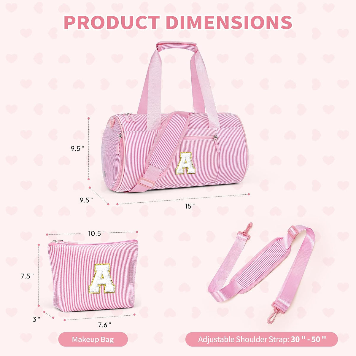 Birthday Gifts for Girls Kids Initial Dance Bag Duffle Bag, Pink R
