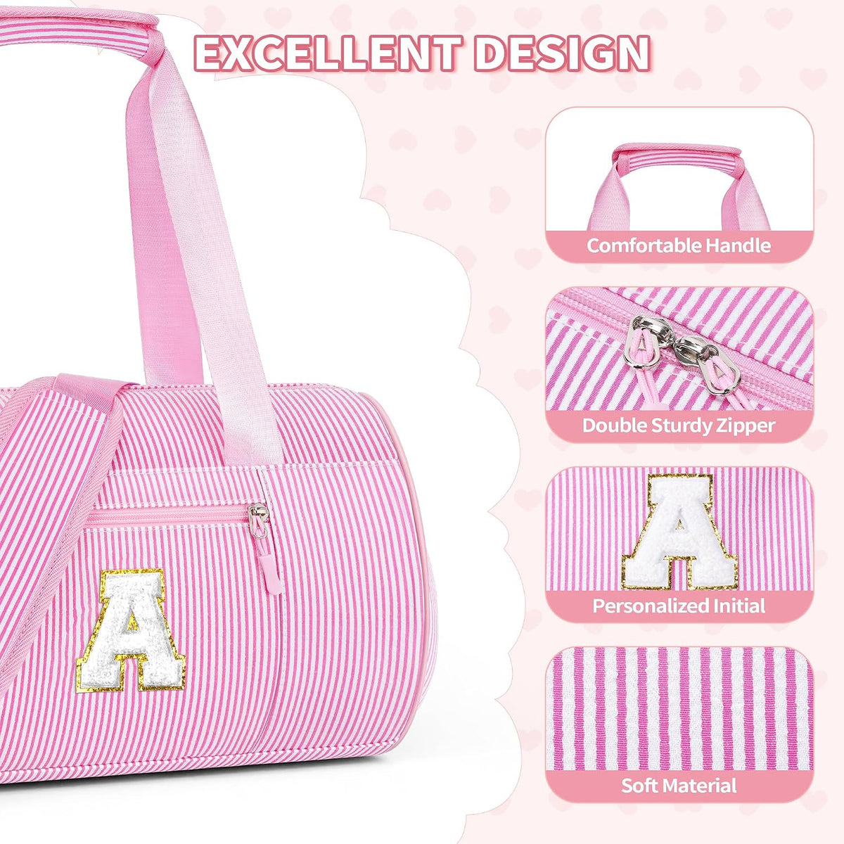 Birthday Gifts for Girls Kids Initial Dance Bag Duffle Bag, Pink R