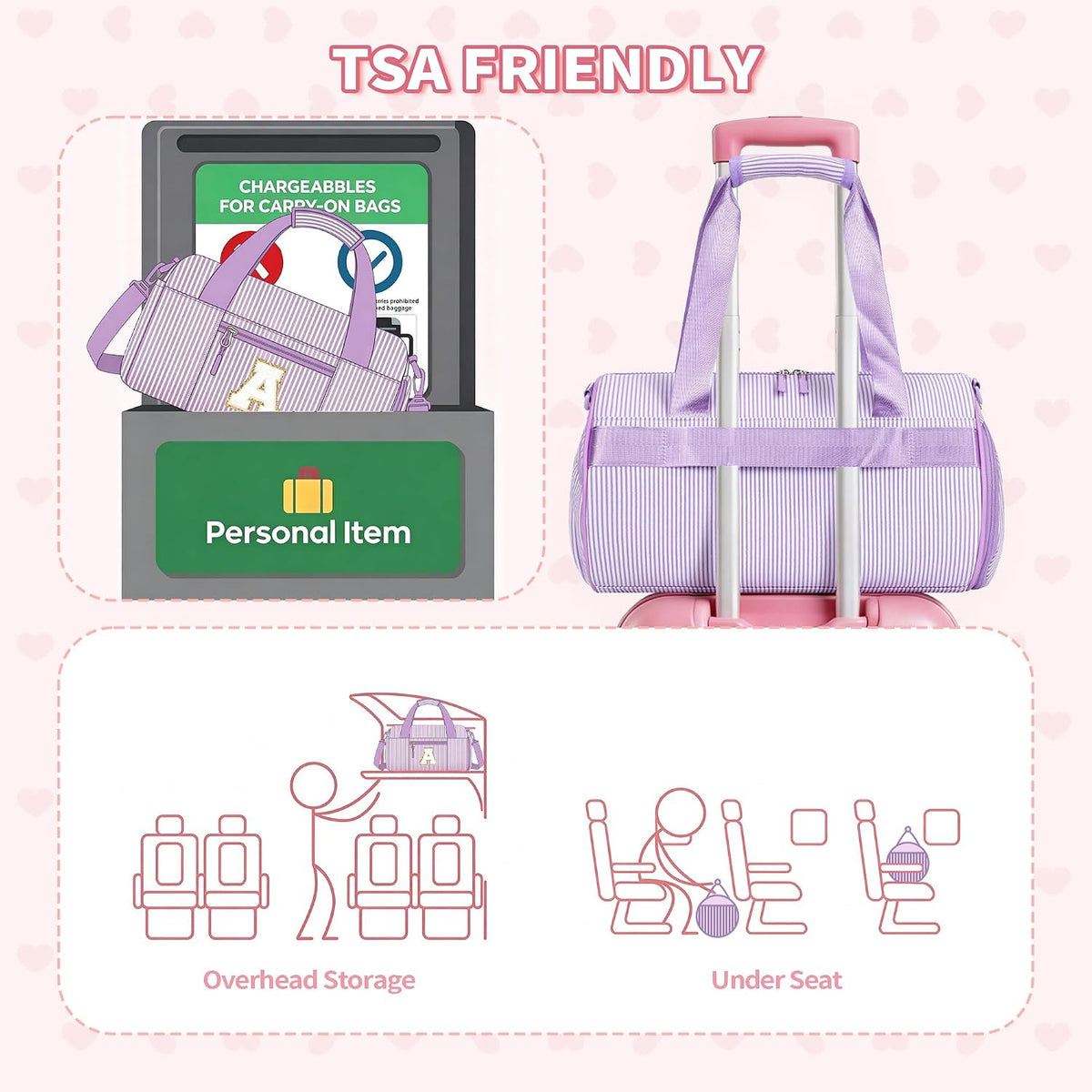 Birthday Gifts for Girls Kids Initial Dance Bag Duffle Bag, Pink R