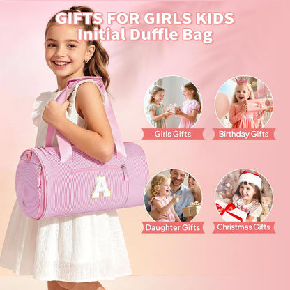 Birthday Gifts for Girls Kids Initial Dance Bag Duffle Bag, Pink R