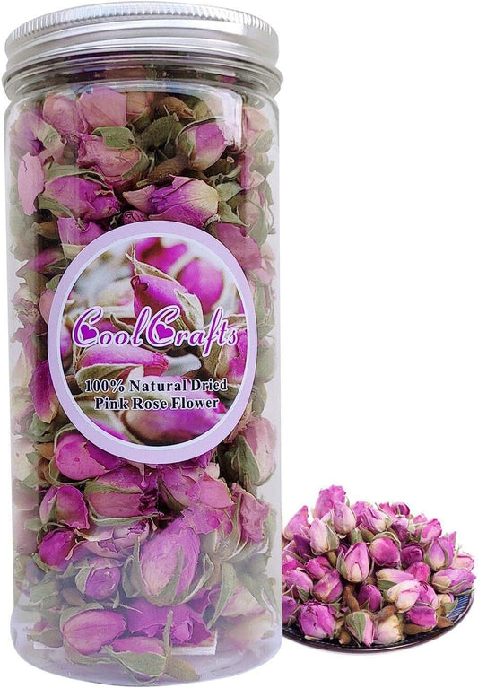 Dried Rose Buds Edible Rose Tea Fragrant Dried Flowers for Tea, Baking, Crafting, Soap Making, Resin, Potpourri - Pink 2oz