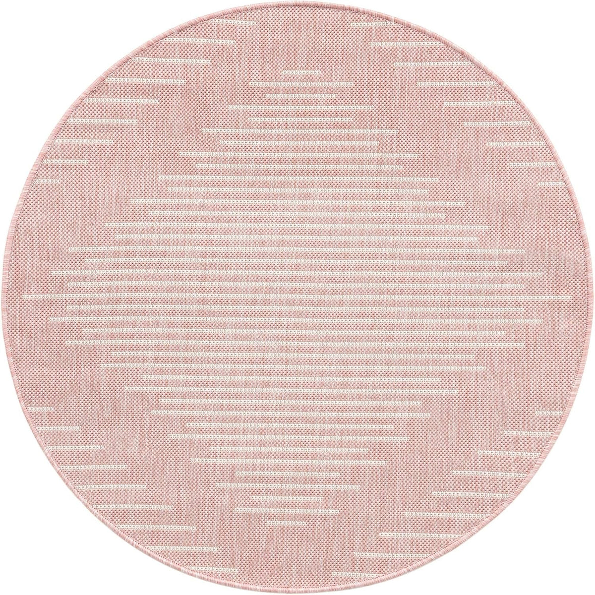 Outdoor Modern Collection Area Rug - Tambor (3' 3" Round, Pink/ Ivory)