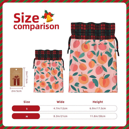 Peach Pattern Seamless 1pcs Christmas Drawstring Tote 4.7x 6.9in,Robust Bag For Gifts And Everyday Used Essentials