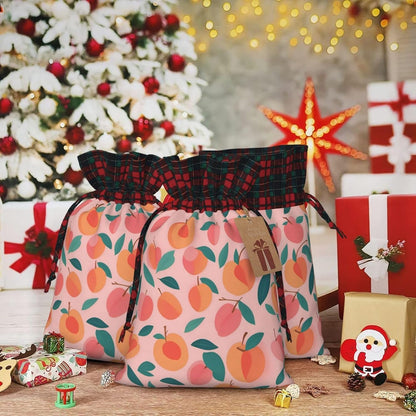 Peach Pattern Seamless 1pcs Christmas Drawstring Tote 4.7x 6.9in,Robust Bag For Gifts And Everyday Used Essentials