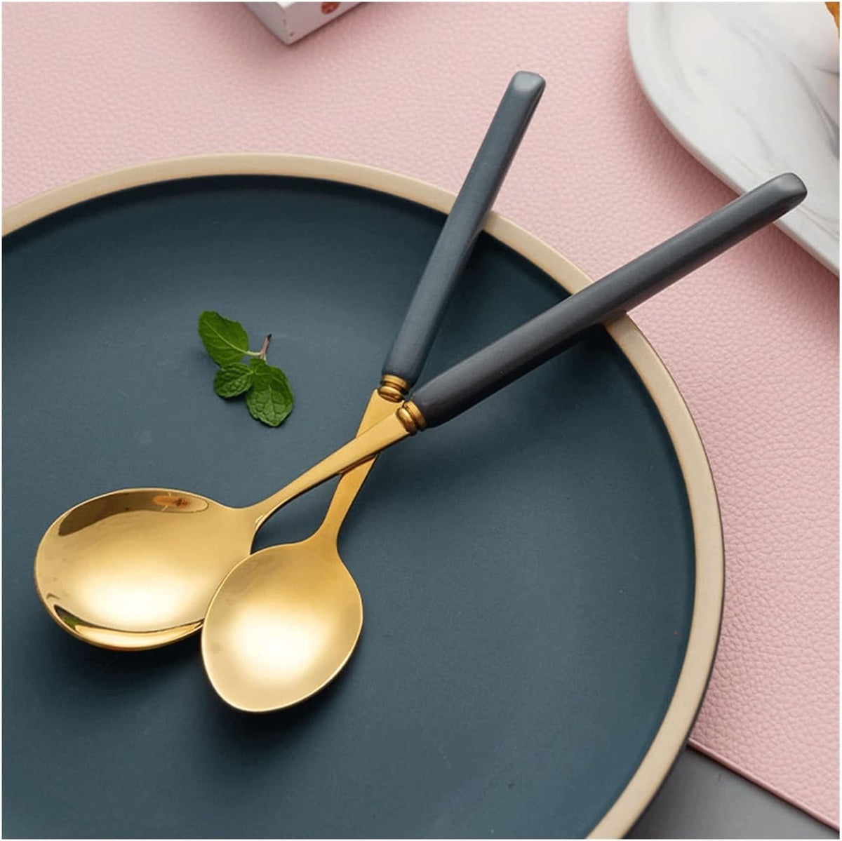 Tablespoons Household Spoon Stainless Steel Delicate Long Handle Spoon Large and Small Special Dessert Spoon Watermelon Spoon Serving Spoon (Color : Pink, Size : Small)