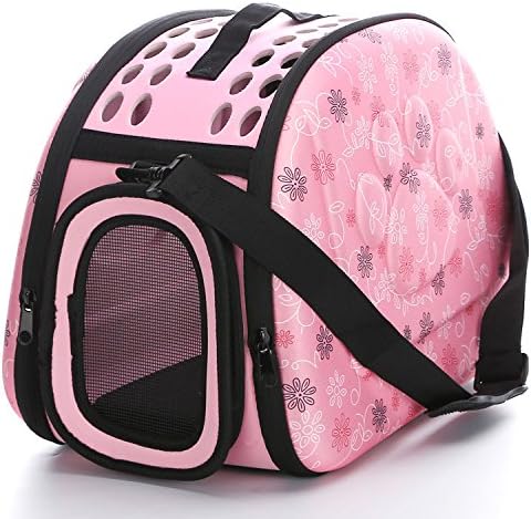 Foldable Pet Dog Cat Carrier Cage Collapsible Travel Kennel - Portable Pet Carrier Outdoor Shoulder Bag for Puppy Dog Cat Small Medium Large Animal (M, Pink)