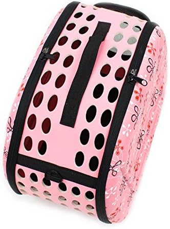 Foldable Pet Dog Cat Carrier Cage Collapsible Travel Kennel - Portable Pet Carrier Outdoor Shoulder Bag for Puppy Dog Cat Small Medium Large Animal (M, Pink)