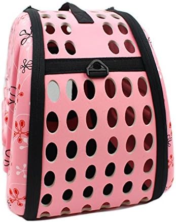 Foldable Pet Dog Cat Carrier Cage Collapsible Travel Kennel - Portable Pet Carrier Outdoor Shoulder Bag for Puppy Dog Cat Small Medium Large Animal (M, Pink)