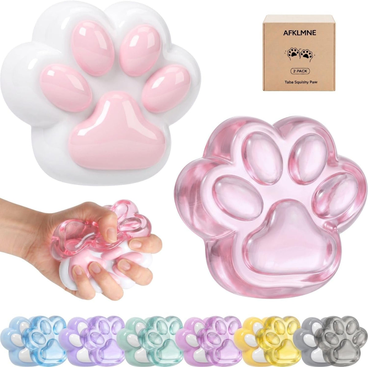 2-Pack Taba Squishy Fidget Toys, Cat Paw Squishies Squeeze Toys for Adults