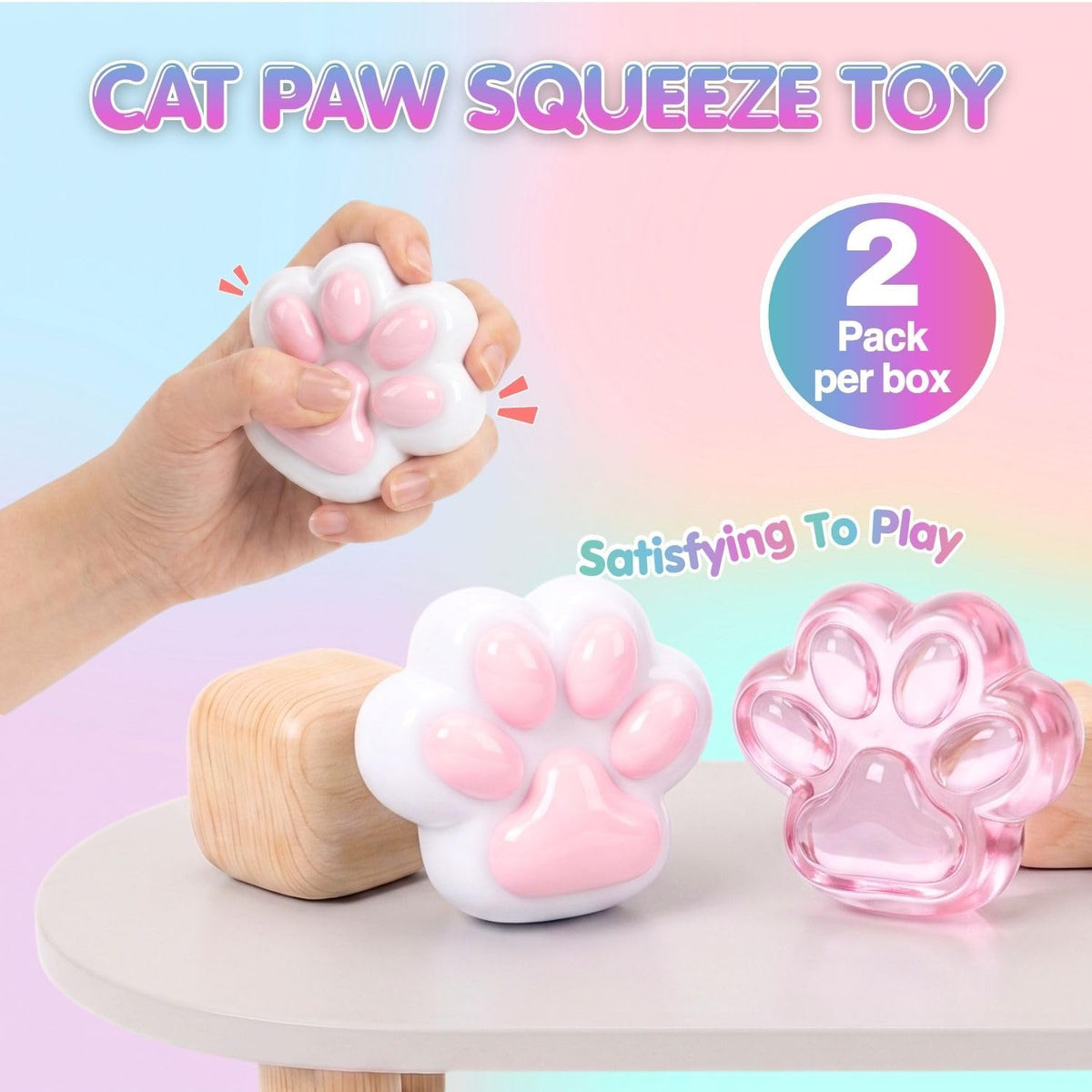 2-Pack Taba Squishy Fidget Toys, Cat Paw Squishies Squeeze Toys for Adults