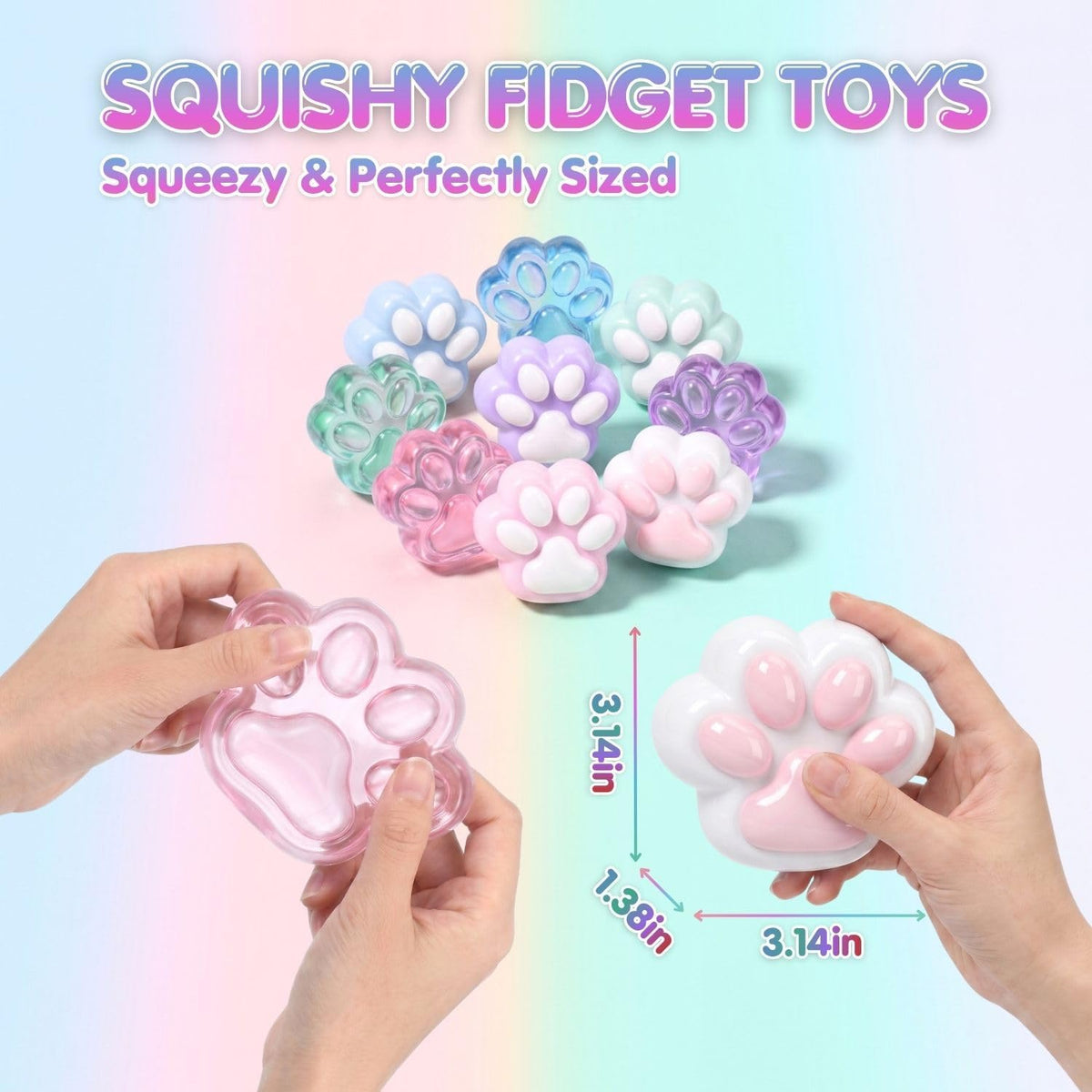 2-Pack Taba Squishy Fidget Toys, Cat Paw Squishies Squeeze Toys for Adults