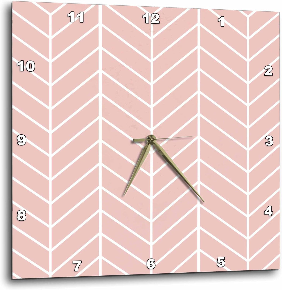 Coral Pink Herringbone Pattern - Modern Arrow Feather Inspired Design 15x15 Wall Clock
