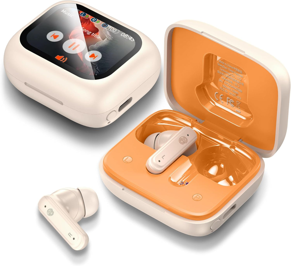Wireless Earbuds Bluetooth 5.4 Headphones, Touch Screen, Active Noise Cancelling, USB Charging Case for iPhone/Android