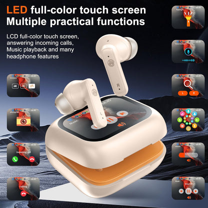 Wireless Earbuds Bluetooth 5.4 Headphones, Touch Screen, Active Noise Cancelling, USB Charging Case for iPhone/Android