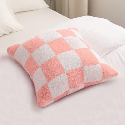 Decorative Microfiber Throw Pillow Covers 18x18 Inch Set of 2 Checkered