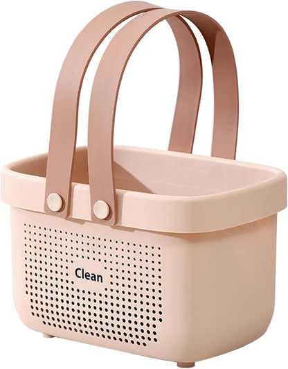 Portable Shower Caddy Basket with Handles Plastic Storage Basket Small Pink