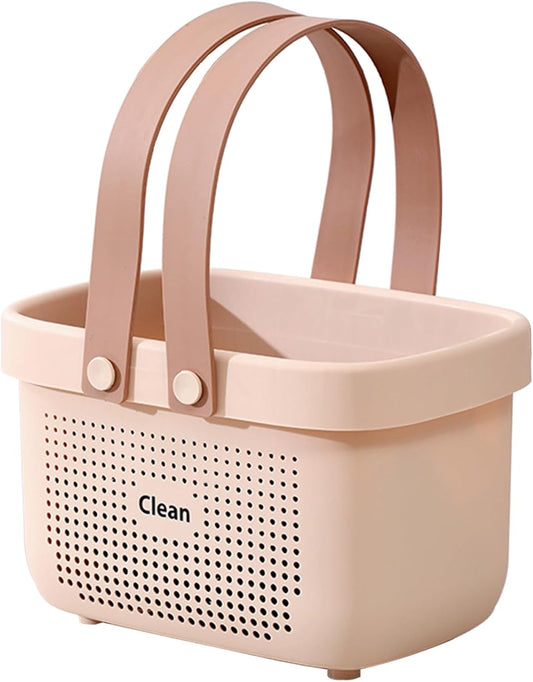 Portable Shower Caddy Basket with Handles Plastic Storage Basket Small Pink