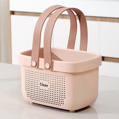 Portable Shower Caddy Basket with Handles Plastic Storage Basket Small Pink