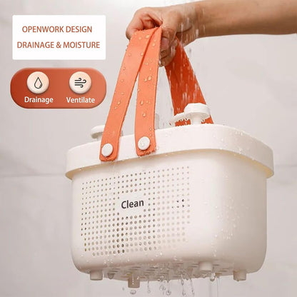 Portable Shower Caddy Basket with Handles Plastic Storage Basket Small Pink