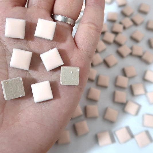 100 Pieces Square Mosaic Tiles for Crafts Bulk, Ceramic Mosaic Pieces 16 Colors Ceramic Mosaic Tile, 12mm Stained Mosaic Ceramic Tiles for Mosaic Projects Home Decor - Pink Mosaic Tiles