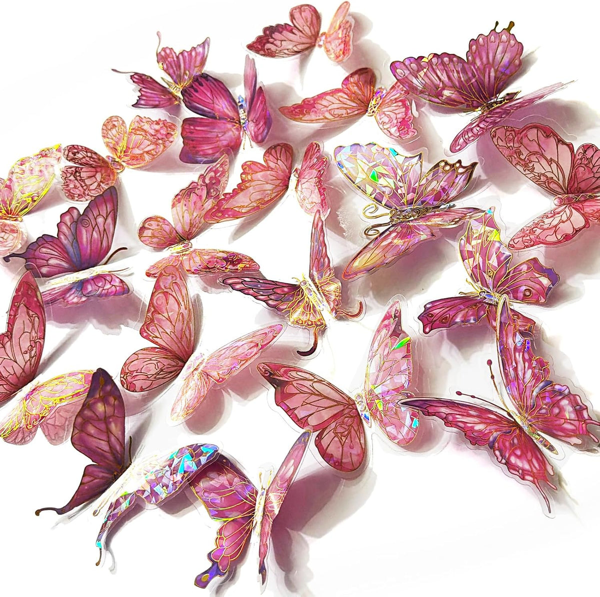 3D Butterfly Wall Decor, 60Pcs Pink Wall Art Decal Party Decoration