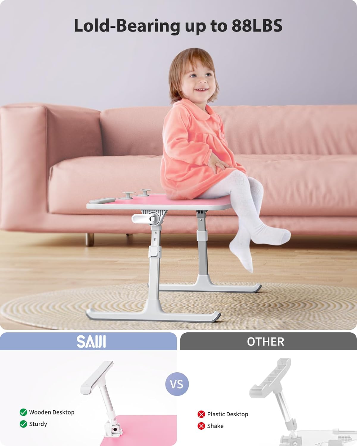 Height & Angle Adjustable Laptop Stand for Bed, Lap Desk Tray Table