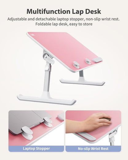 Height & Angle Adjustable Laptop Stand for Bed, Lap Desk Tray Table