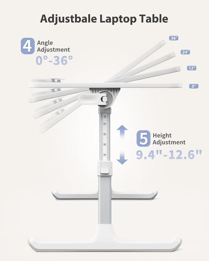 Height & Angle Adjustable Laptop Stand for Bed, Lap Desk Tray Table
