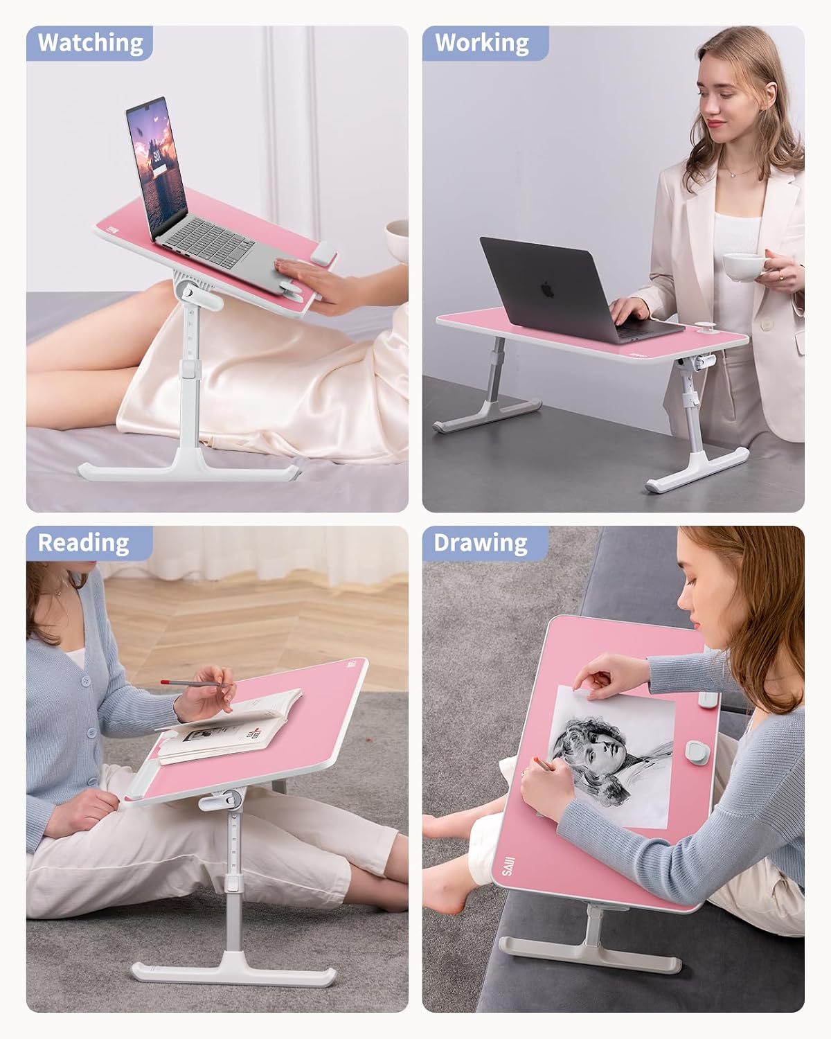 Height & Angle Adjustable Laptop Stand for Bed, Lap Desk Tray Table