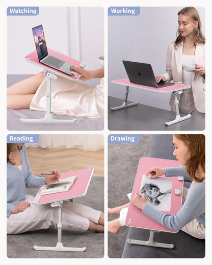 Height & Angle Adjustable Laptop Stand for Bed, Lap Desk Tray Table