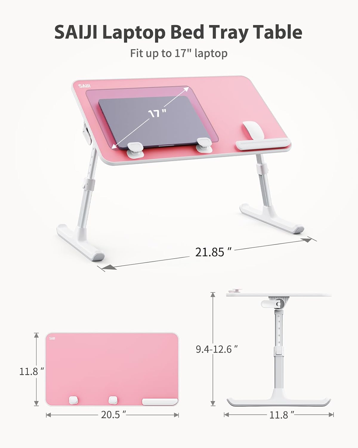 Height & Angle Adjustable Laptop Stand for Bed, Lap Desk Tray Table